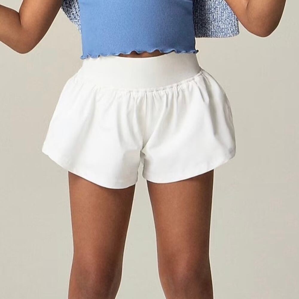 J.Crew Crewcuts Girl's Flutter Short Performance Jersey White Size 8 NWOT